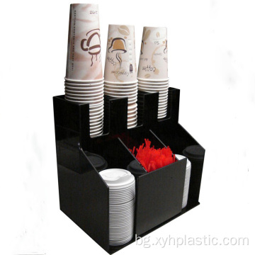 Черен акрилен органайзер за подправки за кафе